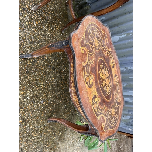 146 - Two Kingwood occasional tables with inlay and brass mounts