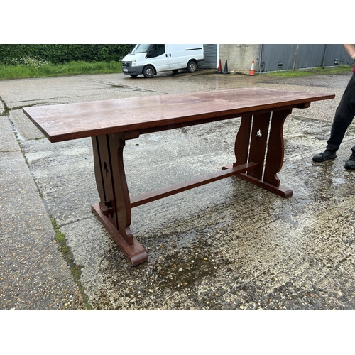 151 - A hardwood arts and crafts style refectory table 198x 75x 77