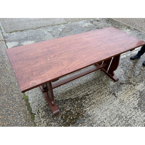 151 - A hardwood arts and crafts style refectory table 198x 75x 77