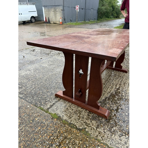 151 - A hardwood arts and crafts style refectory table 198x 75x 77