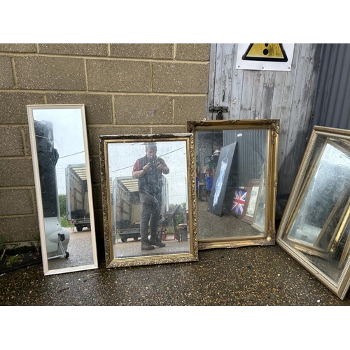 157 - A collection of four mirrors and three pictures