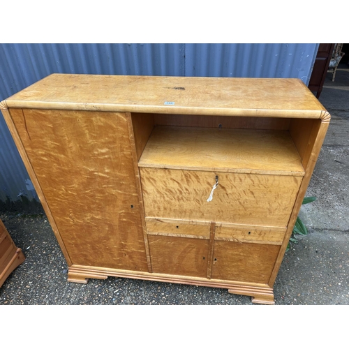 168 - A deco style maple bureau bookcase 125x40x128