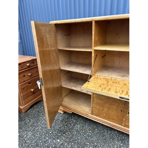 168 - A deco style maple bureau bookcase 125x40x128