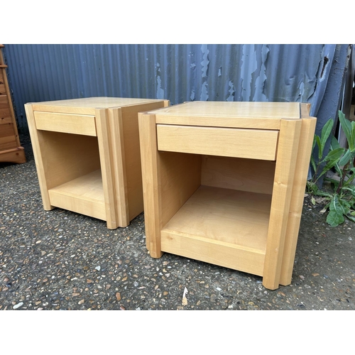 169 - A pair of maple single drawer lamp tables 48x48x48