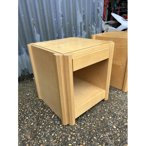 169 - A pair of maple single drawer lamp tables 48x48x48