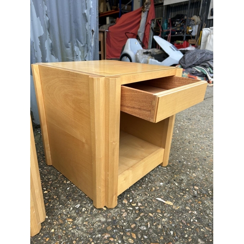 169 - A pair of maple single drawer lamp tables 48x48x48