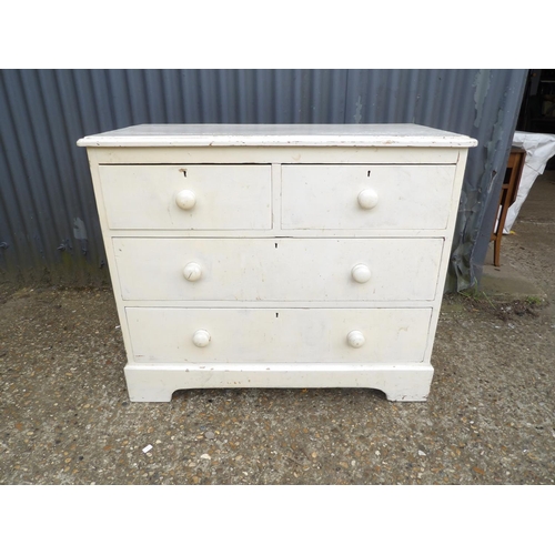 179b - A white painted pine chest of four 101x50x83