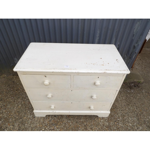 179b - A white painted pine chest of four 101x50x83