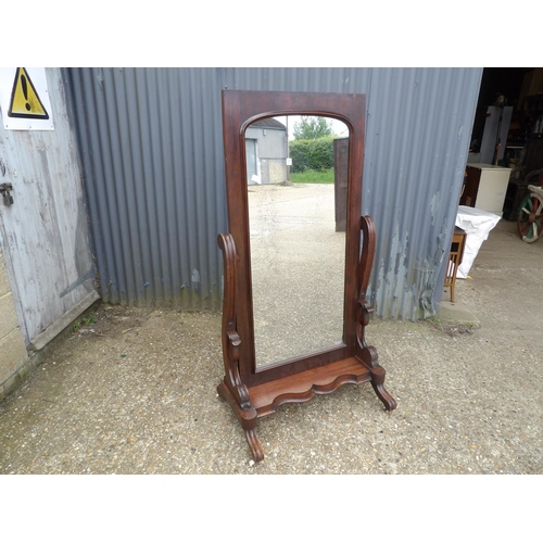 179c - A Victorian and later mahogany cheval  mirror