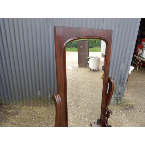 179c - A Victorian and later mahogany cheval  mirror