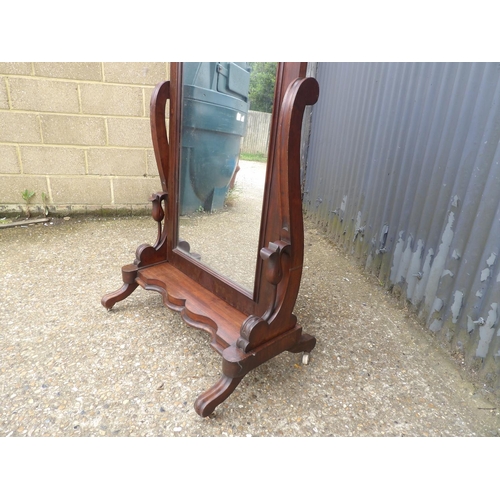 179c - A Victorian and later mahogany cheval  mirror