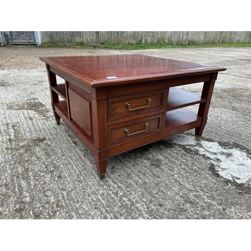 181 - A LAURA ASHLEY hardwood double sided coffee table with two drawers to each side 85x85x5