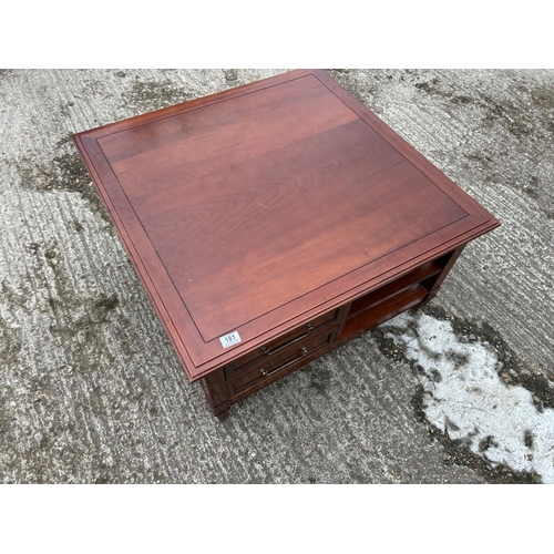 181 - A LAURA ASHLEY hardwood double sided coffee table with two drawers to each side 85x85x5