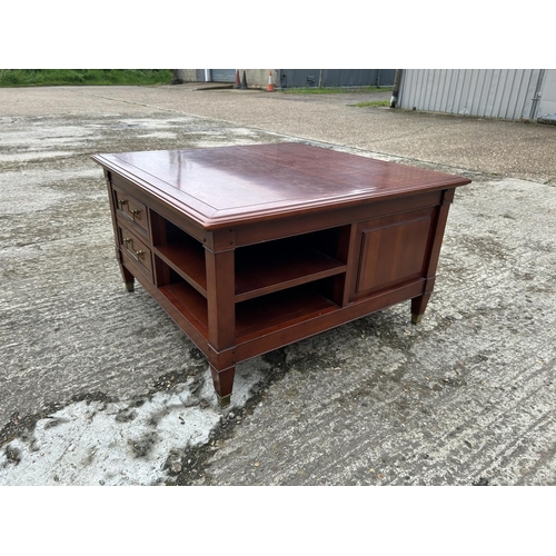 181 - A LAURA ASHLEY hardwood double sided coffee table with two drawers to each side 85x85x5