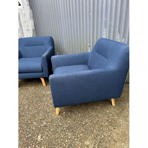 191 - A pair of modern blue upholstered armchairs from JOHN LEWIS