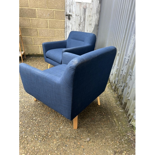 191 - A pair of modern blue upholstered armchairs from JOHN LEWIS