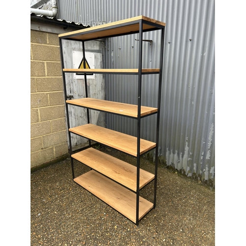 198 - A modern light oak and metal framed shelf FROM, JOHN LEWIS  120x35x198