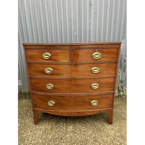 209 - A Victorian mahogany bow front chest of five drawers  102x50x102