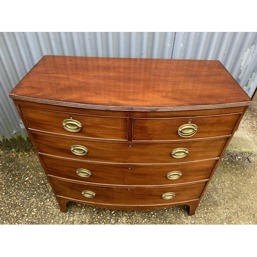 209 - A Victorian mahogany bow front chest of five drawers  102x50x102