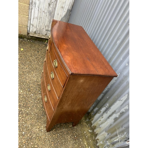 209 - A Victorian mahogany bow front chest of five drawers  102x50x102