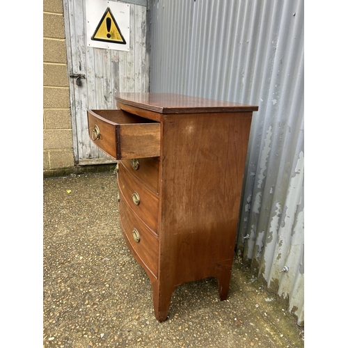 209 - A Victorian mahogany bow front chest of five drawers  102x50x102