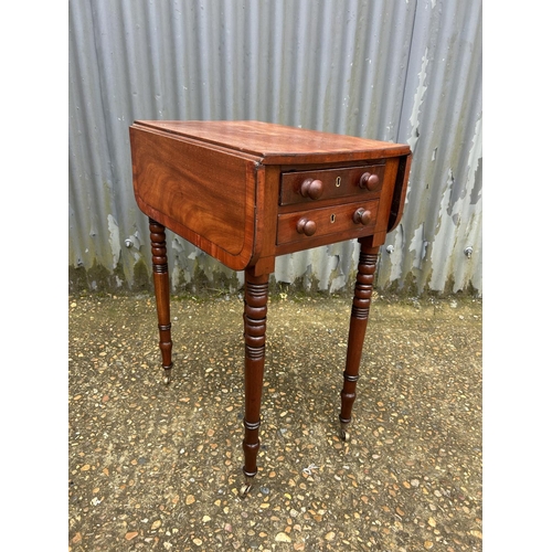 210 - A Victorian mahogany two drawer work table 35x50x70