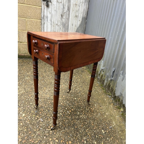 210 - A Victorian mahogany two drawer work table 35x50x70