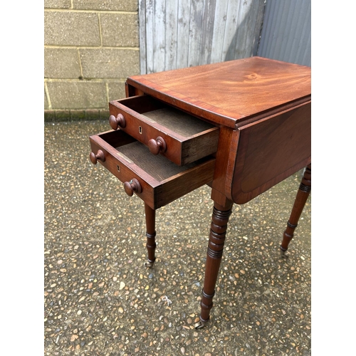 210 - A Victorian mahogany two drawer work table 35x50x70