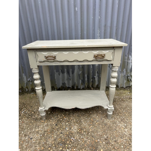 224 - A green painted single drawer side table 84x40x80