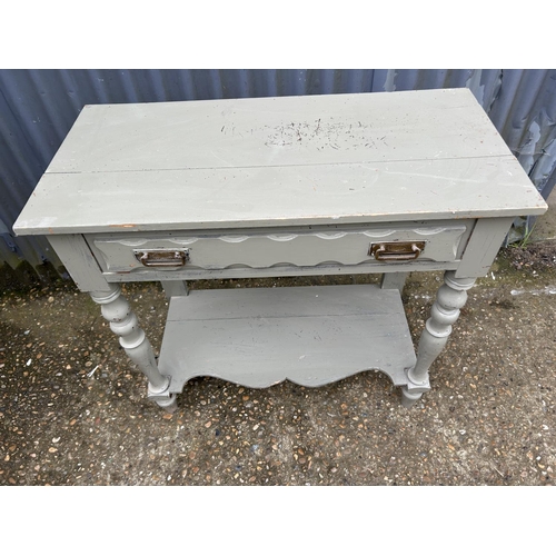 224 - A green painted single drawer side table 84x40x80