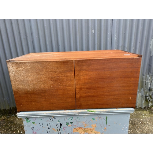 248 - Teak two door record cupboard together with Nathan tv stand