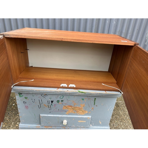 248 - Teak two door record cupboard together with Nathan tv stand