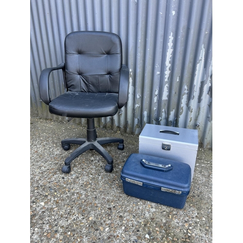 26 - Office chair and two filing boxes