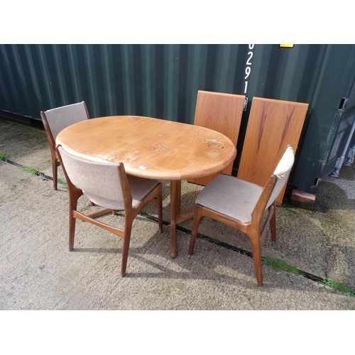 261 - Mid century teak extending dining table with ether with two extension leaves and three chairs