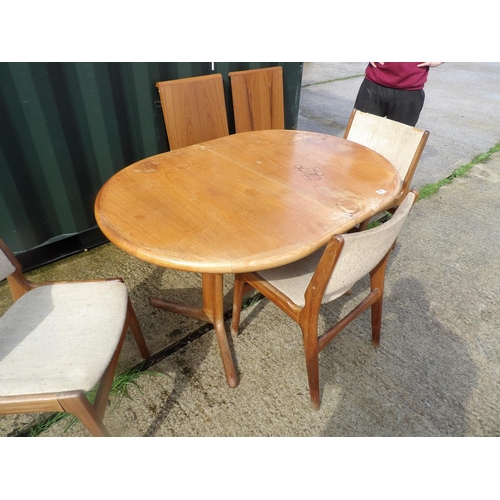 261 - Mid century teak extending dining table with ether with two extension leaves and three chairs