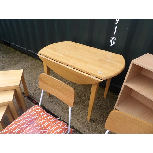 274 - A modern beach kitchen table, nest of three, bookcase and two chairs