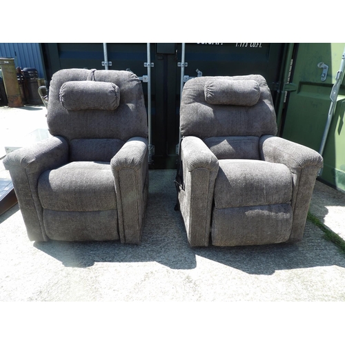 280 - A pair of modern grey upholstered fully electric decking and adjusting armchairs