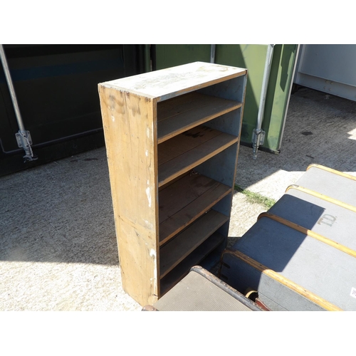 296 - Two vintage trunks and a pine shelf