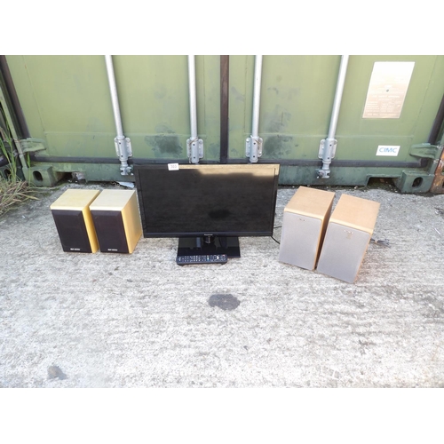 303 - Small tv and two pairs speakers