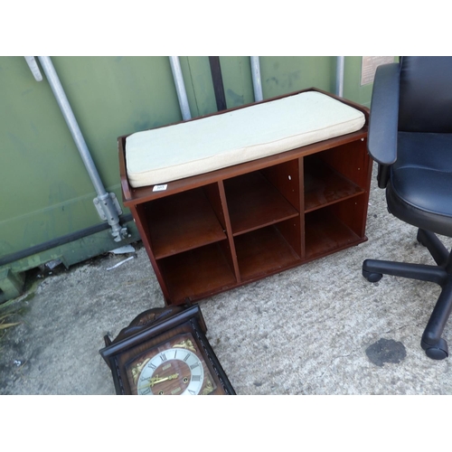 305 - A modern hall seat, office chair and wall clock