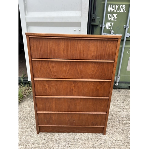 313 - A teak tallboy chest of five drawersn80x46x110