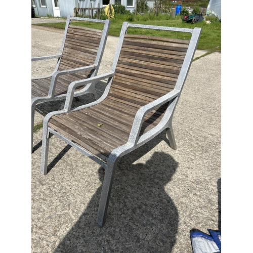 335 - A pair of aluminium framed garden chairs