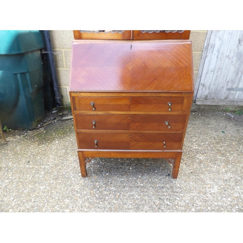 344 - A mahogany bureau bookcase  75x45 x202