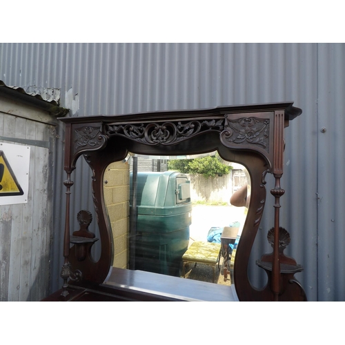 346 - A Victorian mahogany mirror back chiffonier sideboard 123x37x192