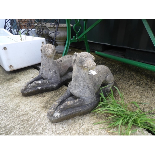 376 - A pair of concrete grey hound statues 60 long x 30 high