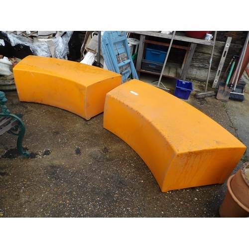 406 - AND by Fabio Novembre a pair of orange pastic outdoor bench seats