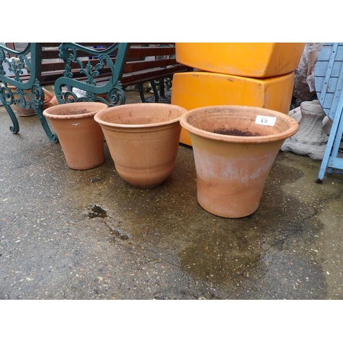 410 - Three large 'yorkshire' terracotta pots