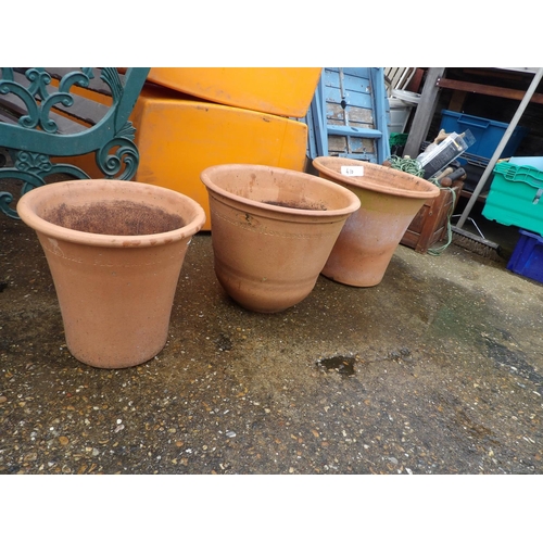 410 - Three large 'yorkshire' terracotta pots