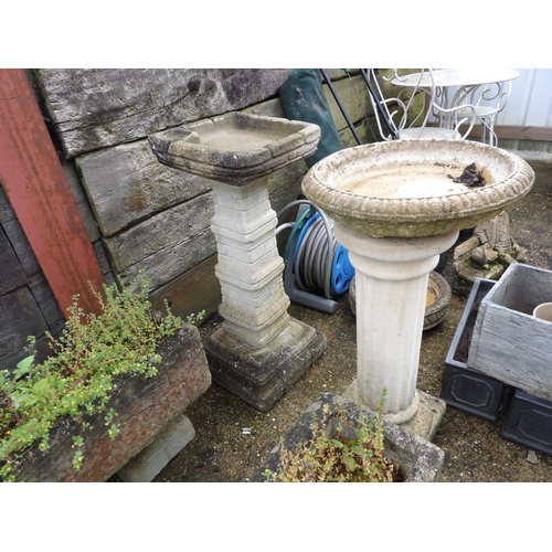 410h - Two large concrete bird baths