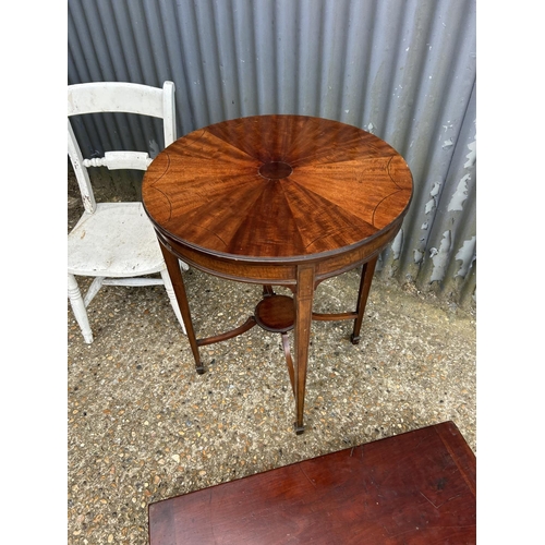 44 - Mahogany occasional table, painted chair and games board